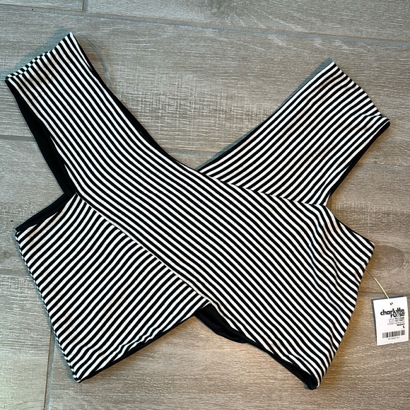Charlotte Russe Tops - Charlotte Russe Black and White Striped Crop Top NWT Size Large Junior ?